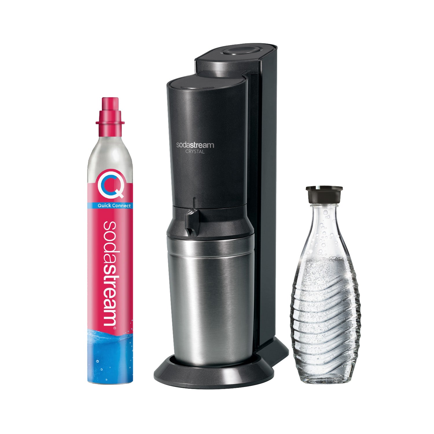 SodaStream Crystal 3.0 Titan Wassersprudler mit QC CO2-Zylinder und 1x –  sodawelt