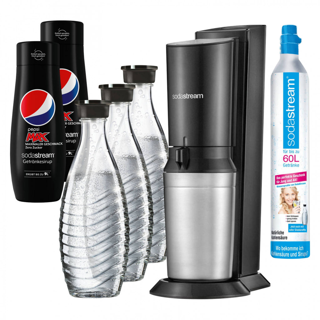 Sodastream CRYSTAL 2.0 Wassersprudler Black +3Karaffen+2 PEPSI Light –  sodawelt