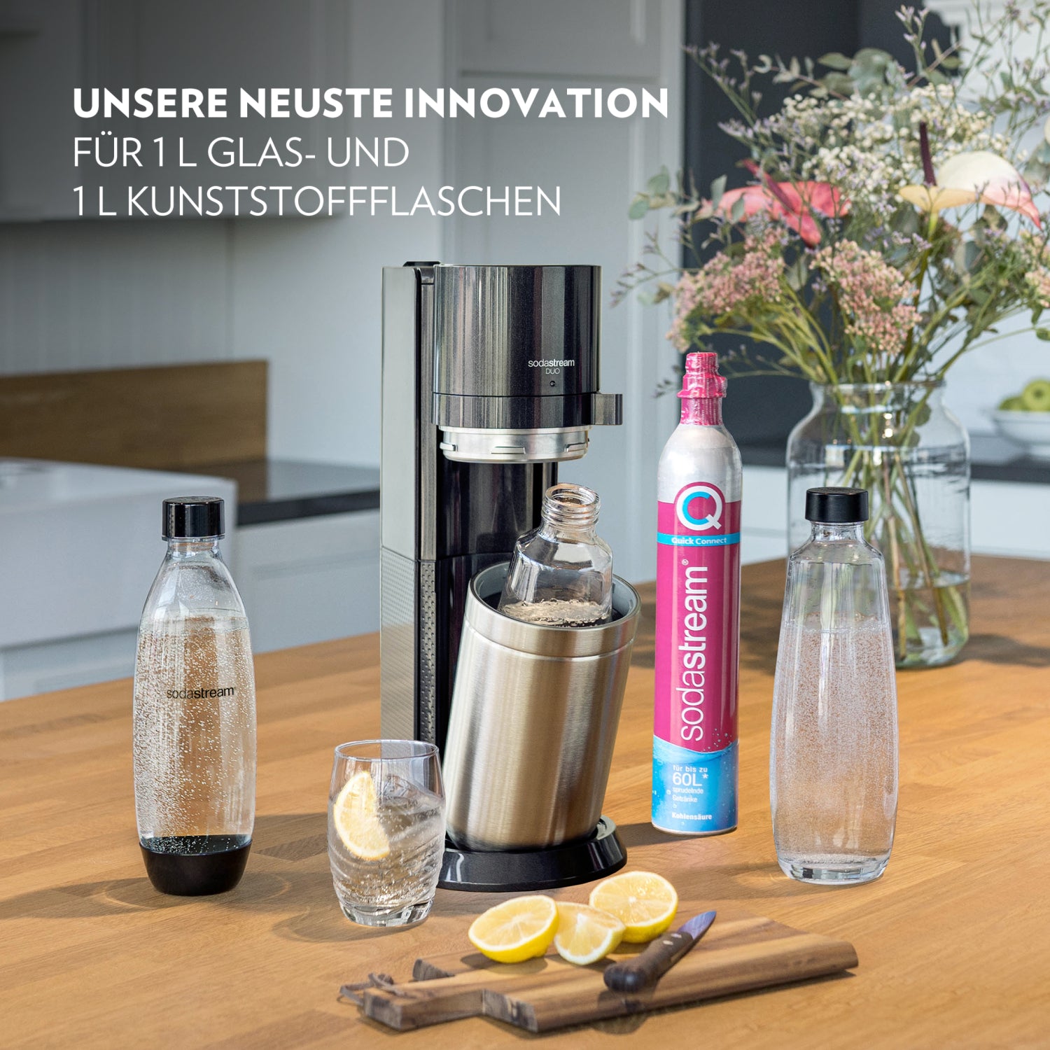 SodaStream DUO Wassersprudler Vorteils-Pack Titan mit 3 Flaschen – sodawelt