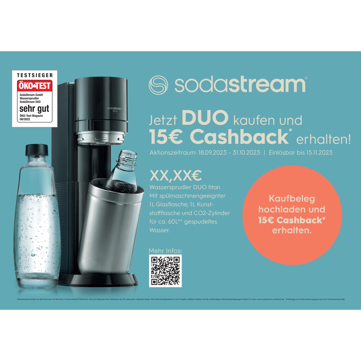 Sodastream Neue Duo Gaser mit Doppelflasche Glas und Pet White Farbe